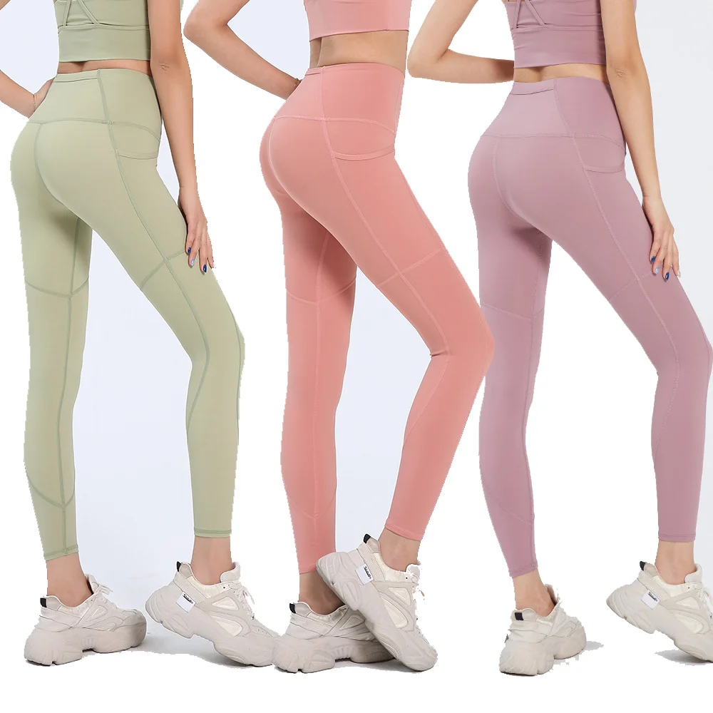 
 Женские Леггинсы для йоги Tiktok с высокой талией и боковыми карманами  