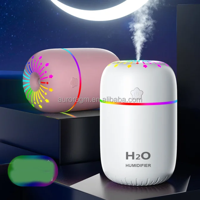 Mini portable home ultrasonic aroma mist humidifier diffuse 300ml USB car Humidifier cute design for children gift air purifier