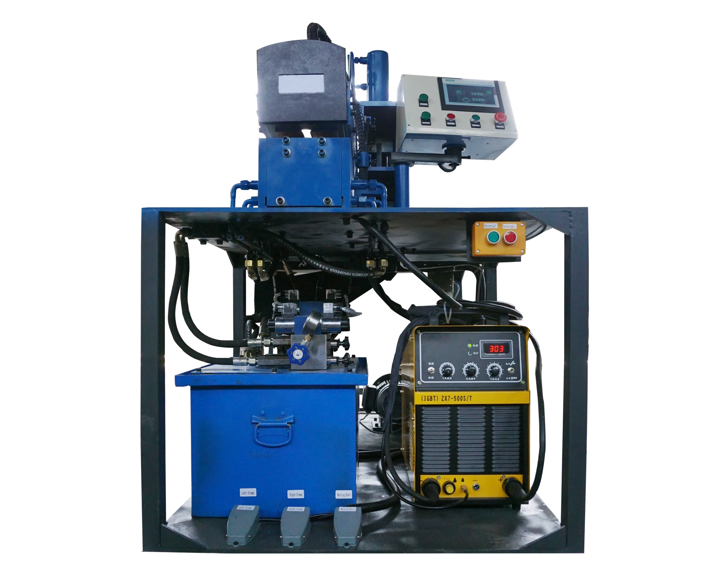 
 Fully automatic horizontal shearing and welding Machine with high quality butt welders  