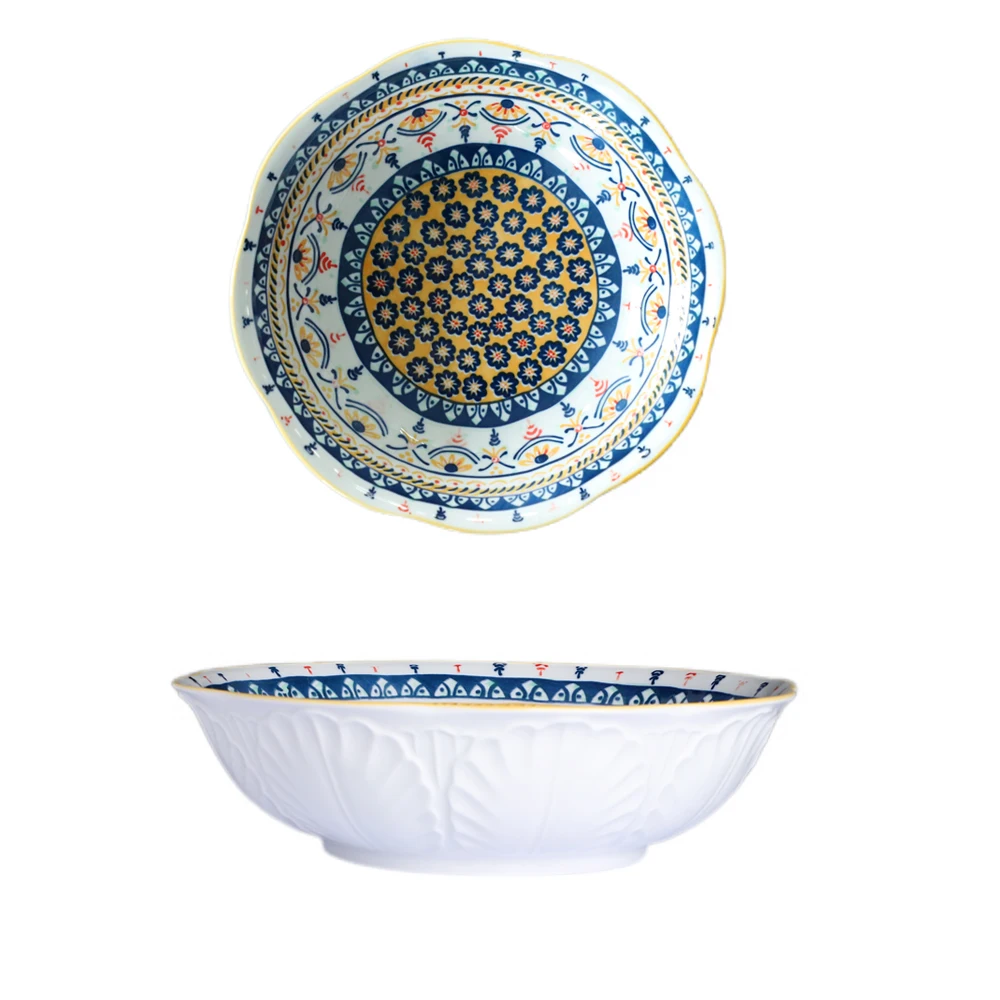 Bohemian style ceramic bowl and plate tableware set porcelain dinnerware dishes for wedding
