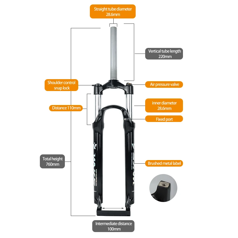 Bike Downhill Pneumatic MTB Front Fork Bicycle 26/27.5/29 Inch Aluminum Alloy Shock Absorber Front Fork WAKE Cycle Fork