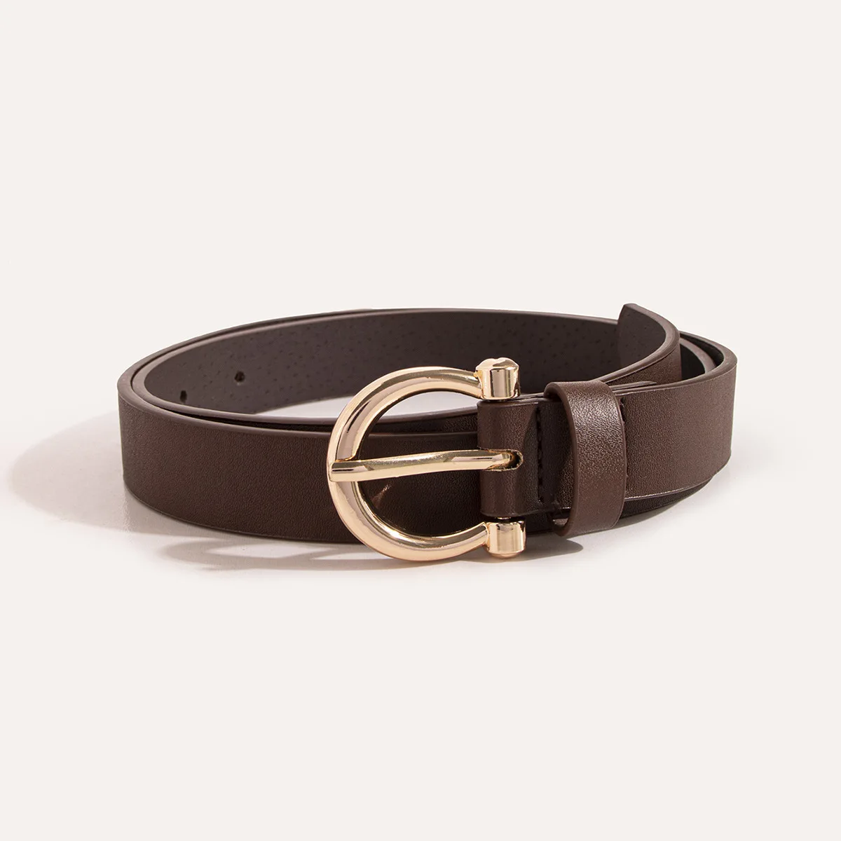 Double-sided Niche Design Retro Saddle Buckle Shape First Layer Cowhide Belt Literary Glossy Belt