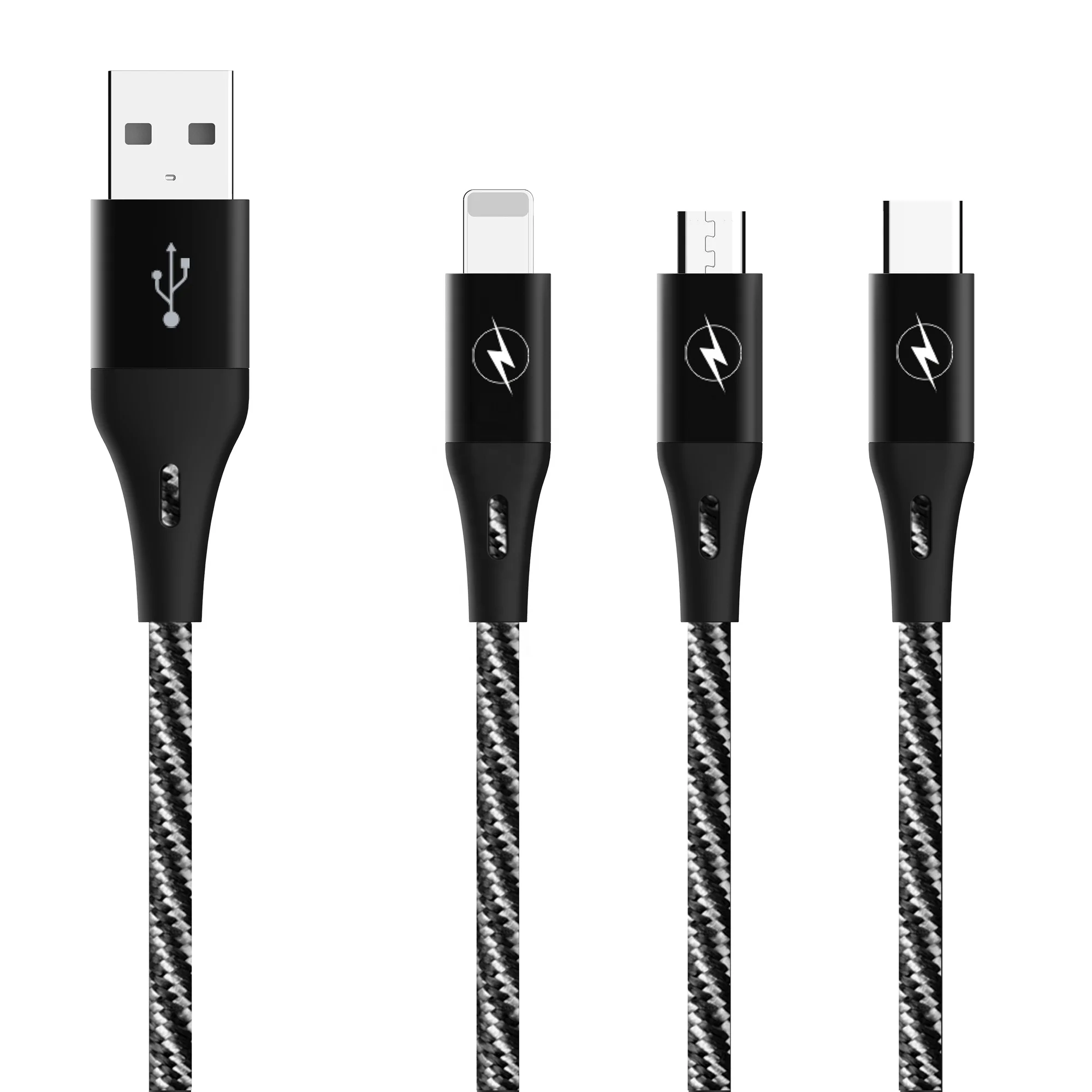 Buena calidad 2A metal trenzado cable de carga rapida SR extender la proteccion de datos cable USB para For IPH / Micro / Tipo-C