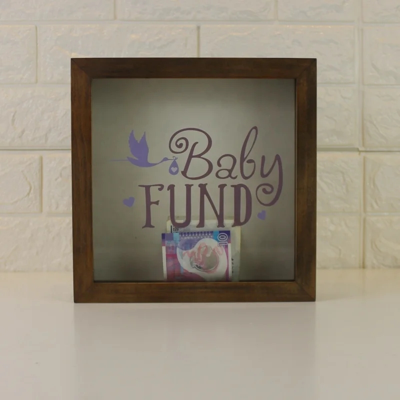 
high quality wholesale custom 6 x 6 black Wood 3d deep Coin Bank money Shadow Box photo frame 