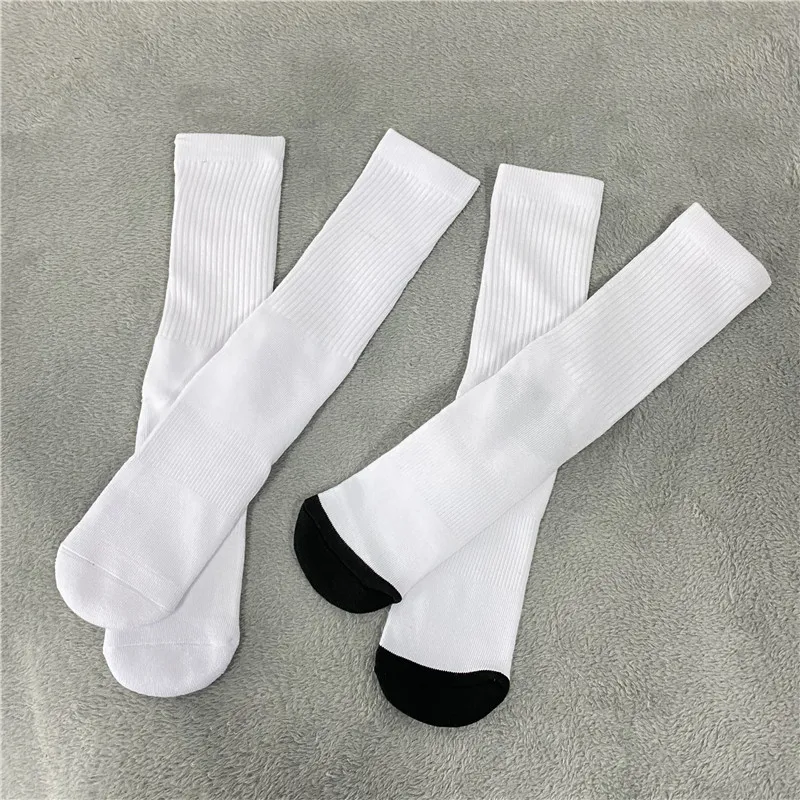 Athletic Sports Thick Cushion Terry Polyester Knee High Socks For White Sublimation Transfer