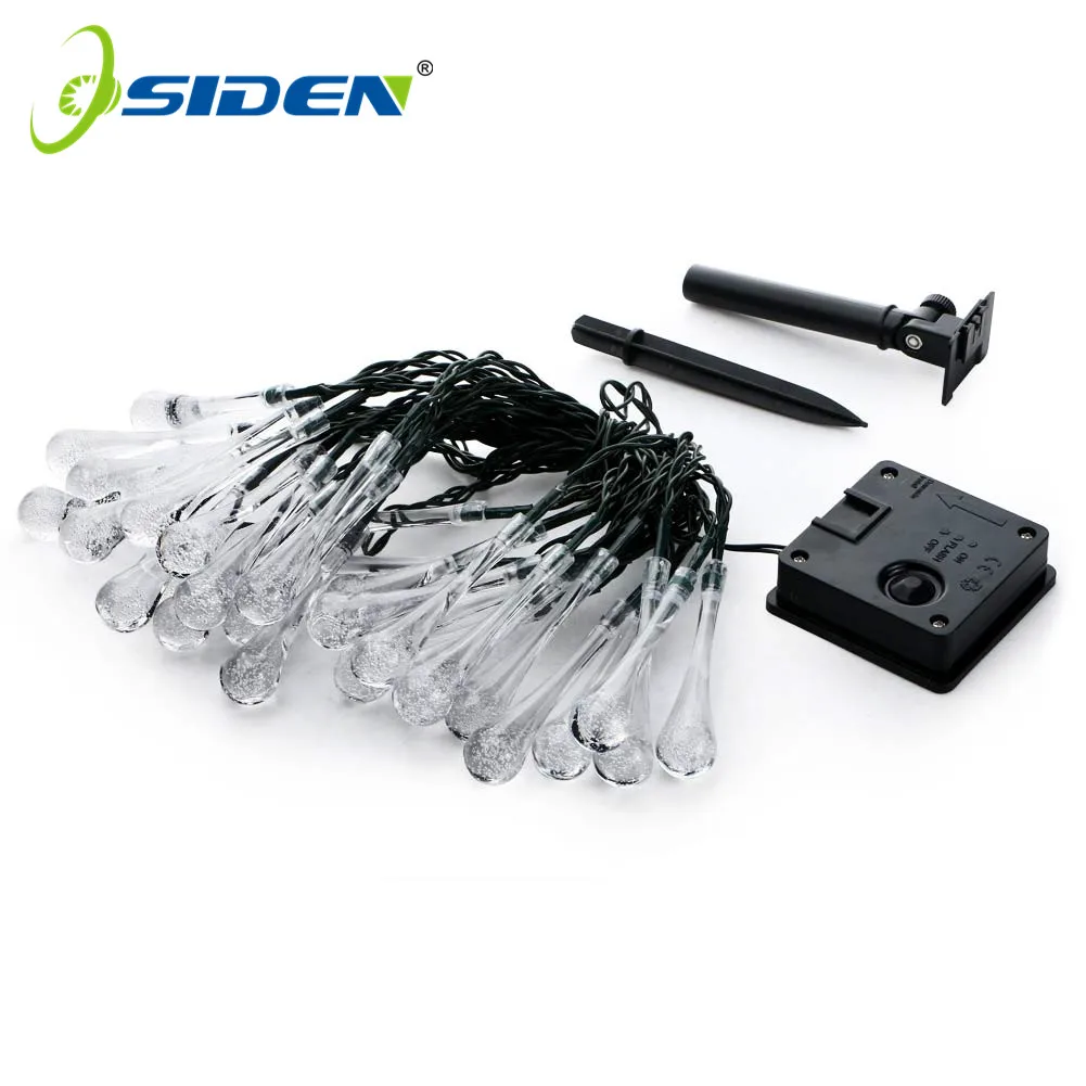 Osiden waterdrop led solar string lights 5M20led  outdoor house lighting rain drop waterproof IP44 decorative lights Christmas