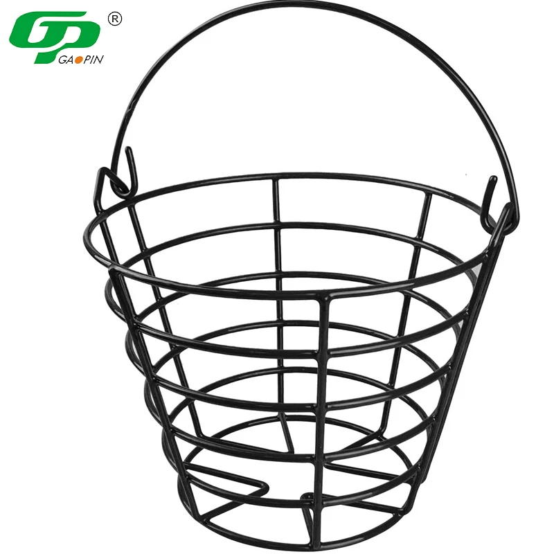 Wholesale Factory Golf Driving Range Products Metal Handle Iron Wire Black Golf Balls Basket for Outdoor Golf Sports