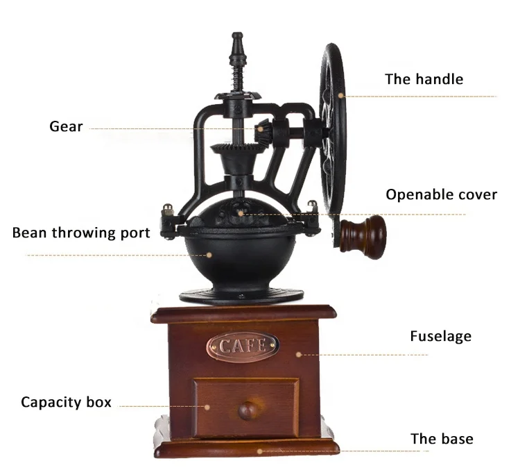 Retro ferris wheel hand grinder hand Wooden ceramic pepper grain powder machine small coffee grinder