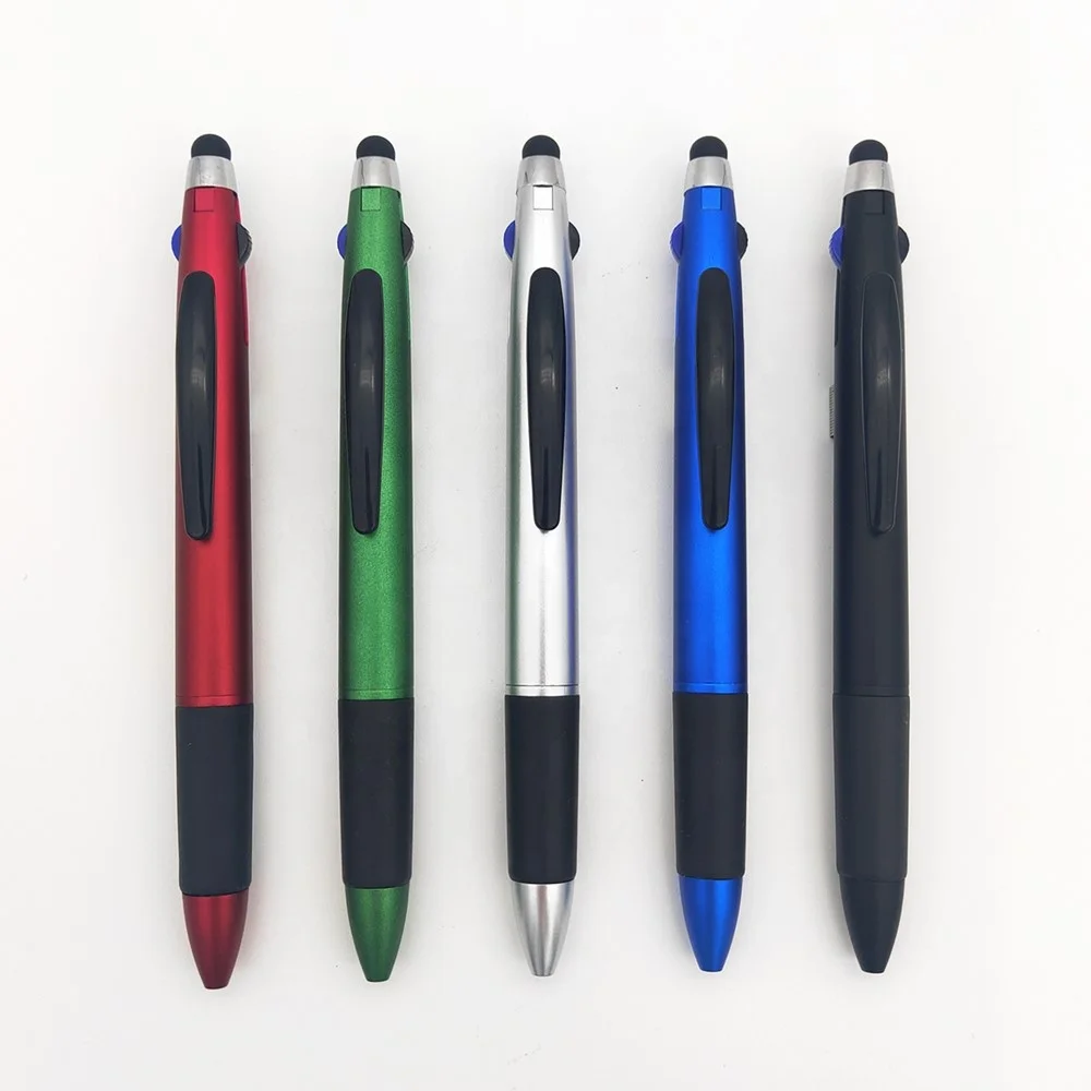 3 color pen with stylus refill in 1 canetas coloridas logo stylus pen multi color ballpoint touch pen