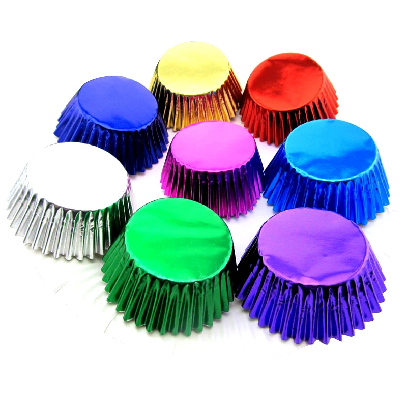 1000pcs/bag 60gsm 11 kinds color Aluminum Foil Cupcake Liners Baking Paper Cups Chocolate Cake Case aluminum food tray