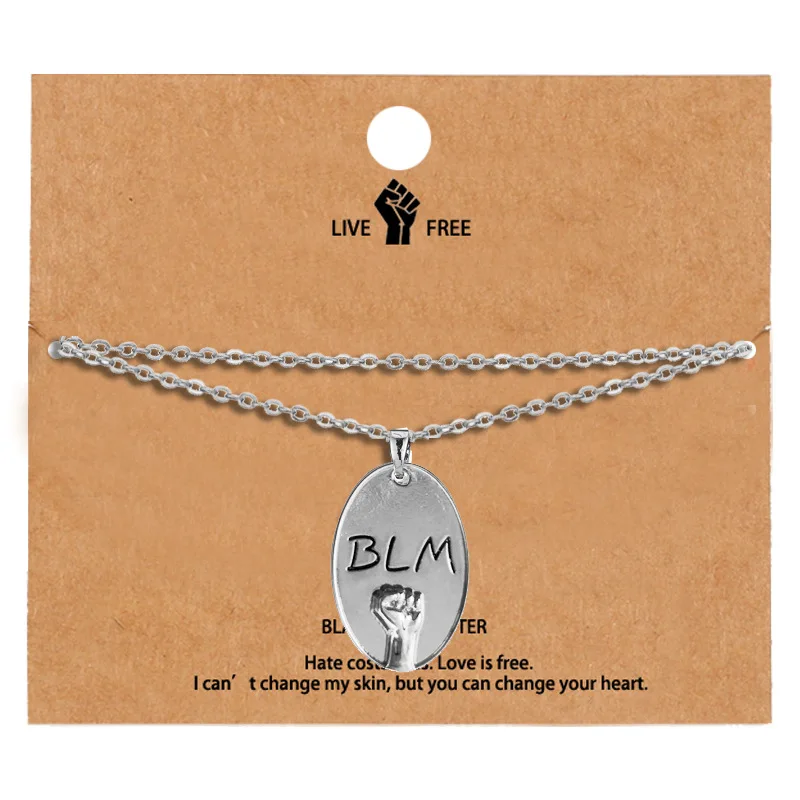 Fist blm necklace jewelry gold plated black lives matter movement necklace