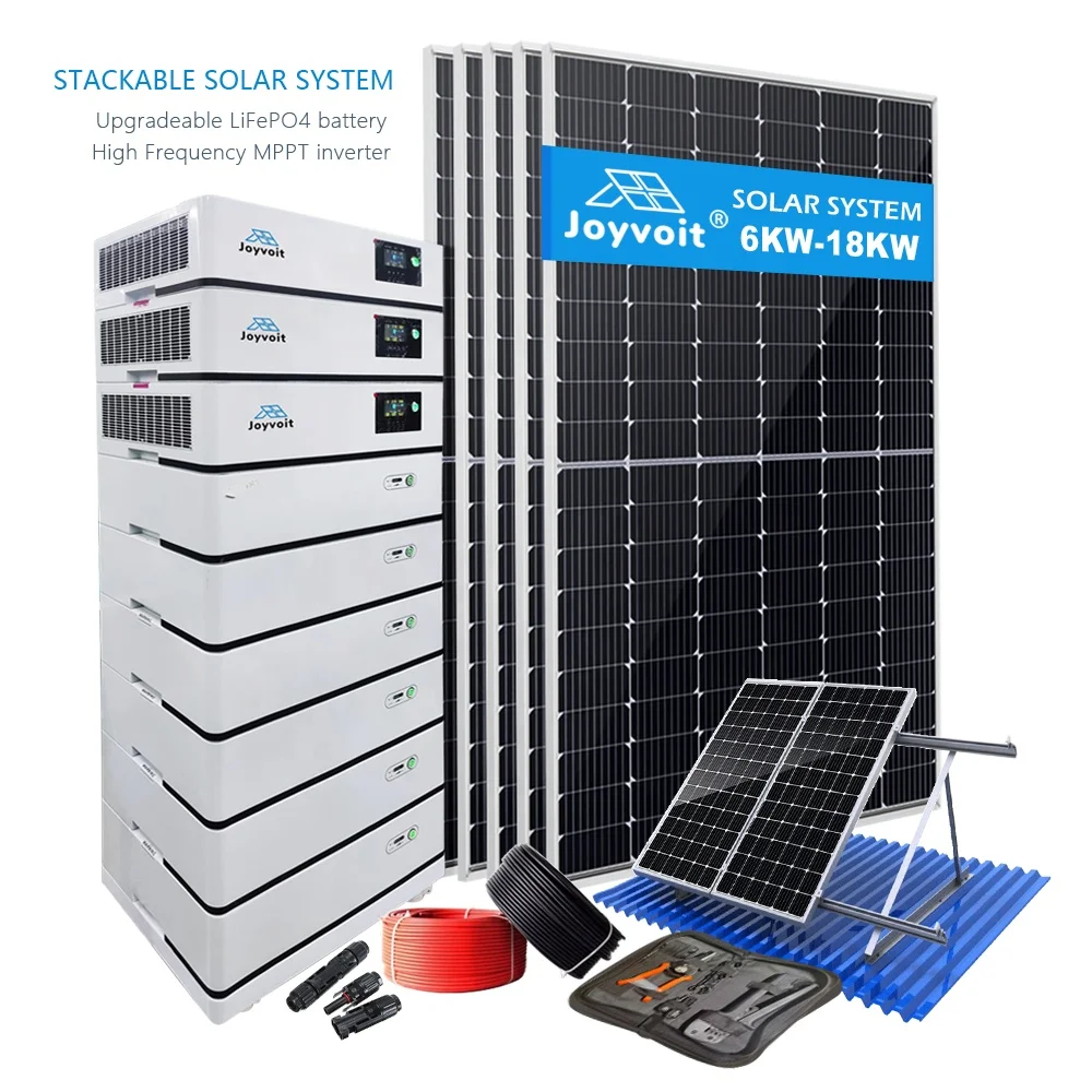 High Voltage 18KW Stackable solar system for home with MPPT inverter and energy storage battery packs with Mounting Brackets