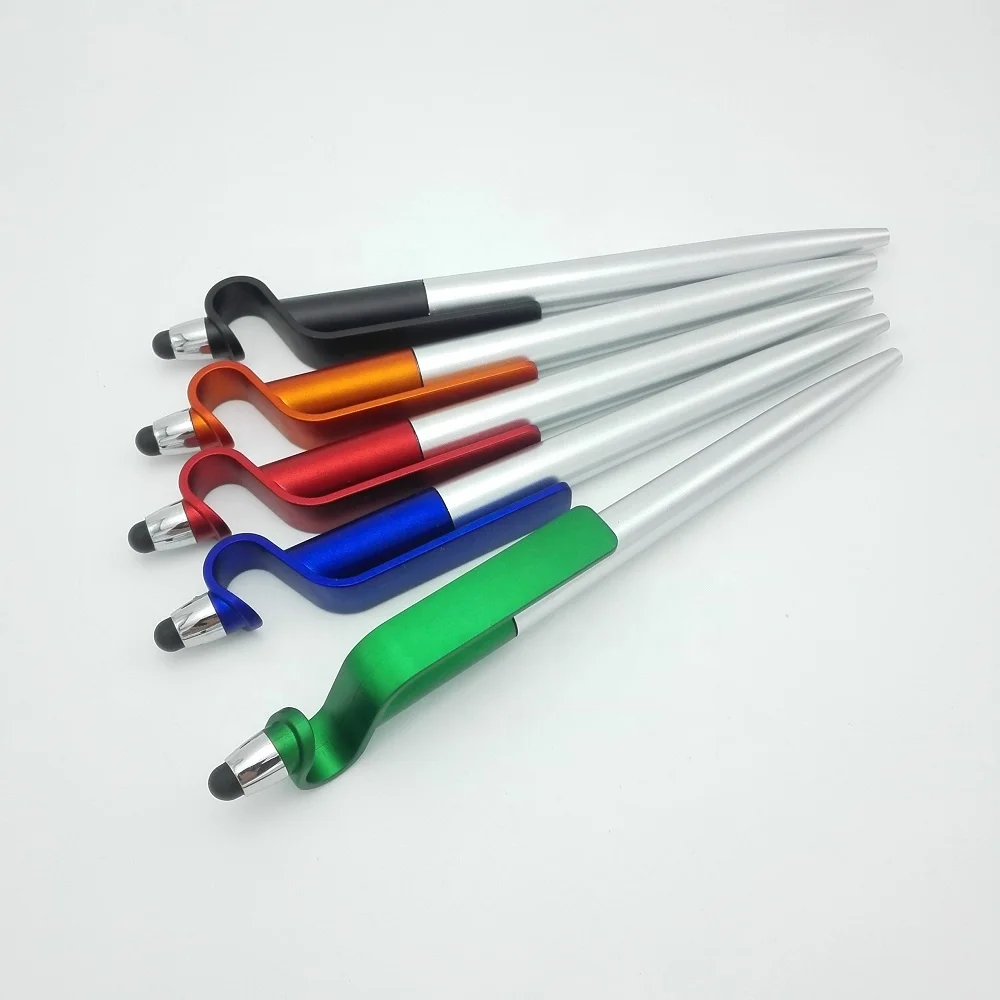 customizable Phone Holder function Plastic free promo gift custom stylus pen with LOGO printing on clip