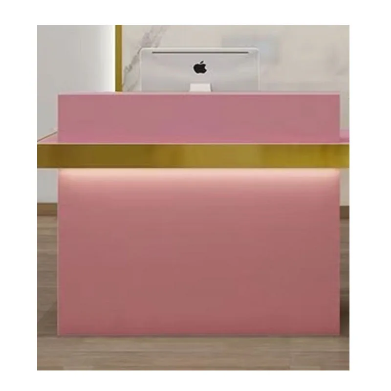 small standing reception desk pink for boutiques reception cashier counter with display