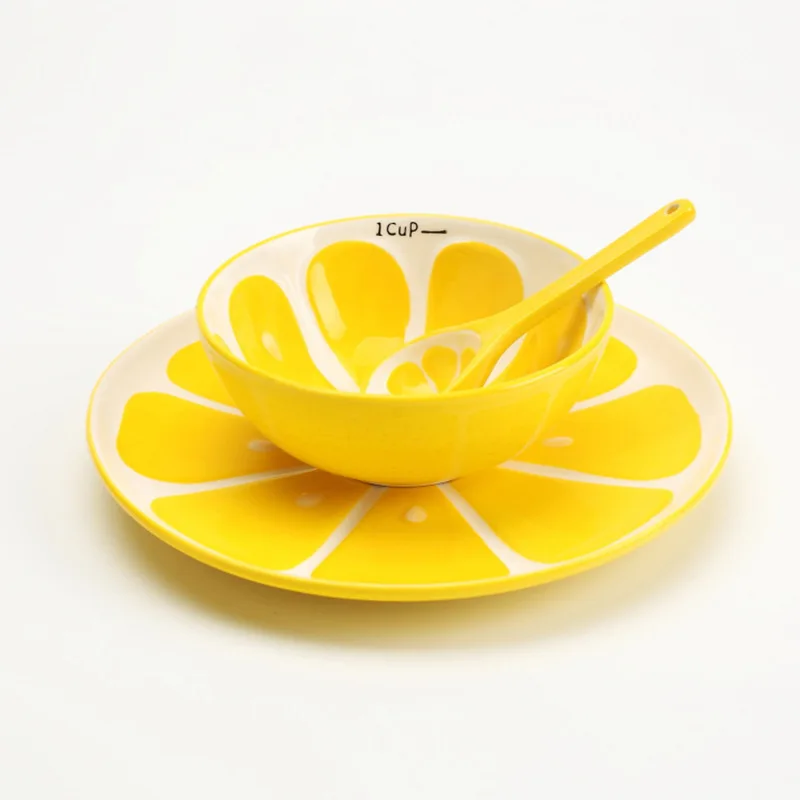 Hand Painted Cute Fruit Porcelain Bowl For Children Watermelon Lemon Ceramic Bowl Cartoon Tableware