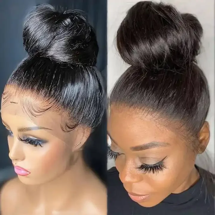 360 Full HD Swiss Transparent Lace Straight Human Hair Natural Color Lace Frontal Wig