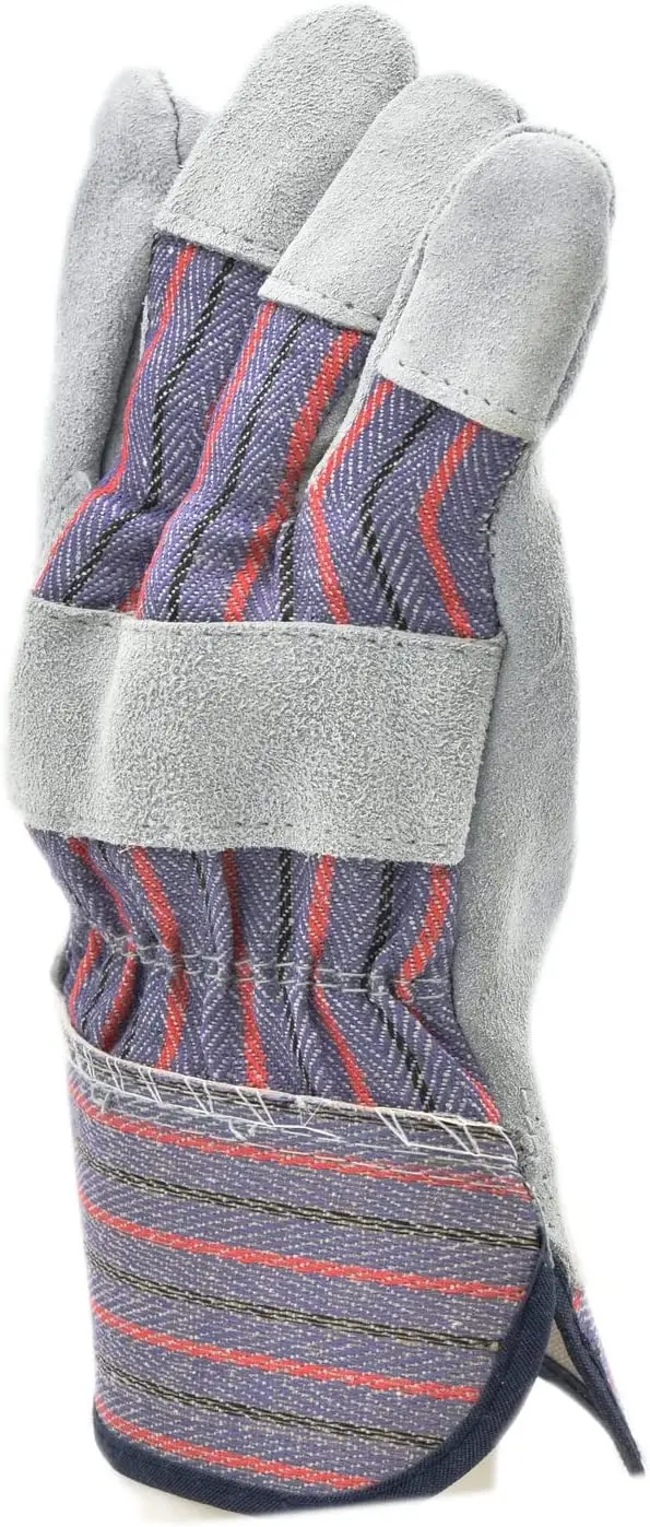 Regular Cowhide Leather Work Gloves with Rubberized Safety Cuff Gloves for Driving and Construction Average Size