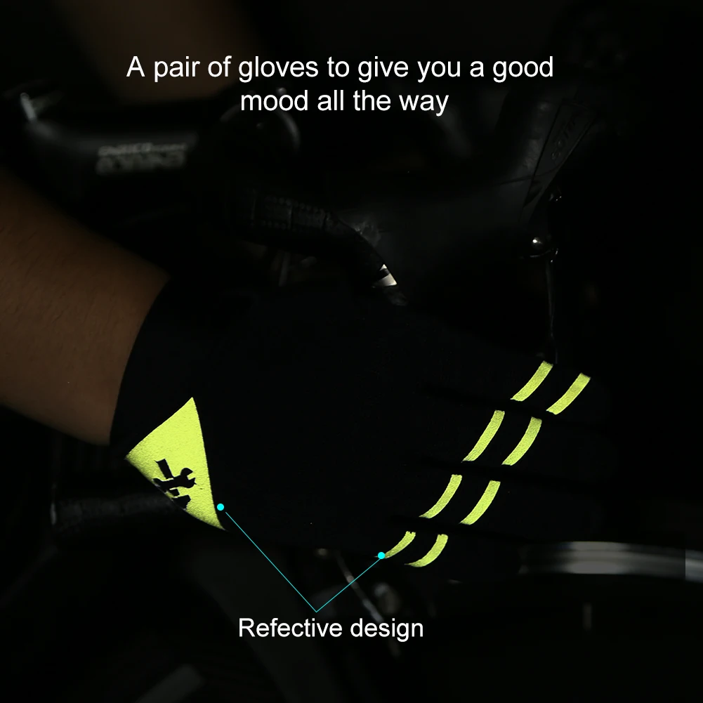 INBIKE New Design Reflective Autumn Winter Full Finger Road Riding Bike Outdoor Sports Cycling Gloves