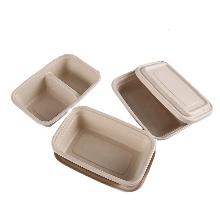 Compostable wheat straw pulp lunch food box disposable take out food container