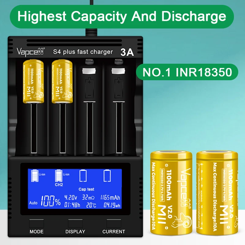 Vapcell M11 INR18350 1100 мАч 10A литий-ионная аккумуляторная батарея 3 7 В 18350 высокого качества литий-ионные батареи для фонарика