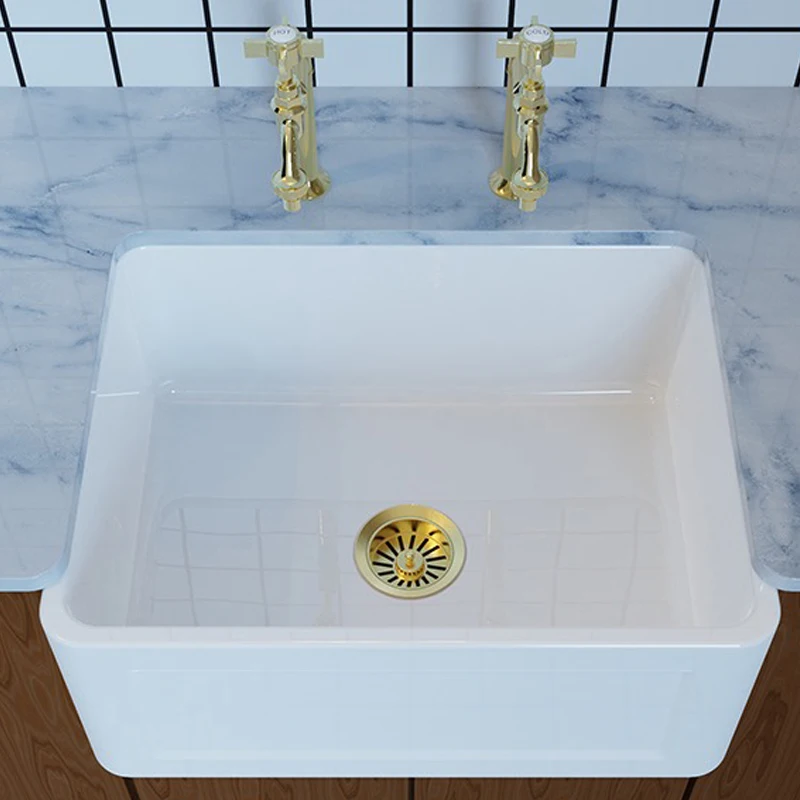 Popular Design CUPC Big Size White Ceramic Solid Surface Farmhouse Apron Front Kitchen Sink