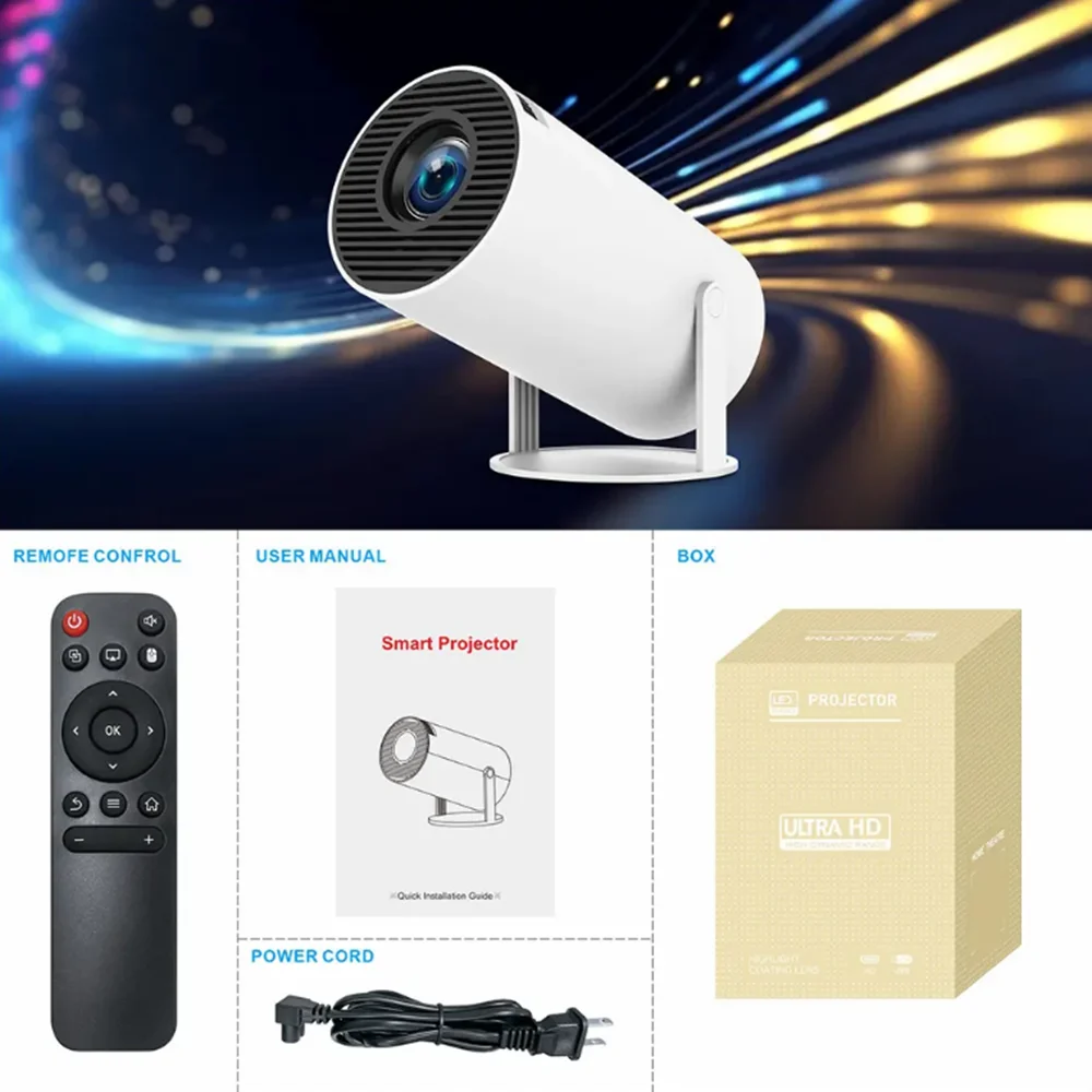 4K Wifi6 HY300 Pro Android 11 260 ANSI Dual WIFI BT5.0 720P домашний кинотеатр открытый портативный проектор