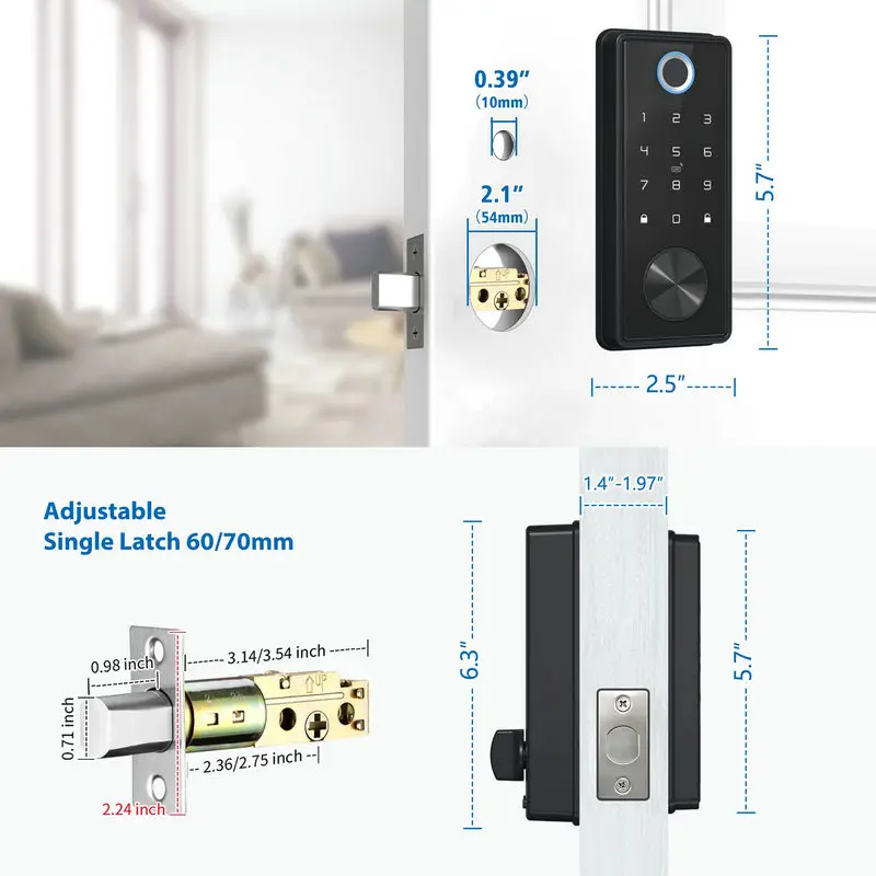 High Security Fingerprint Password TTLOCK Tuya IC CARD Digital Smart Deadbolt Door Lock