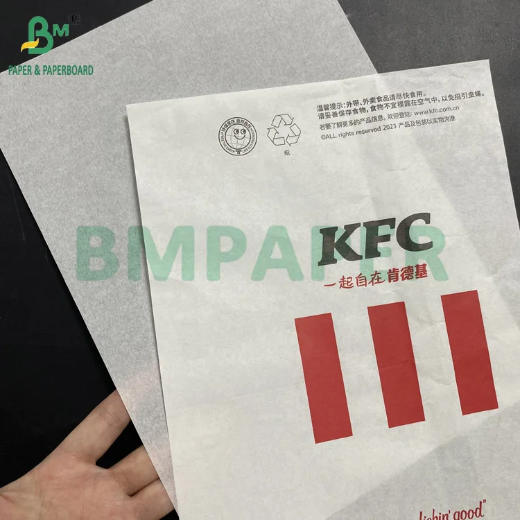 Kit3 Kit 7 40gr 50gr Food Grade Heat Resistance Greaseproof Paper For Fried Foodstuffs