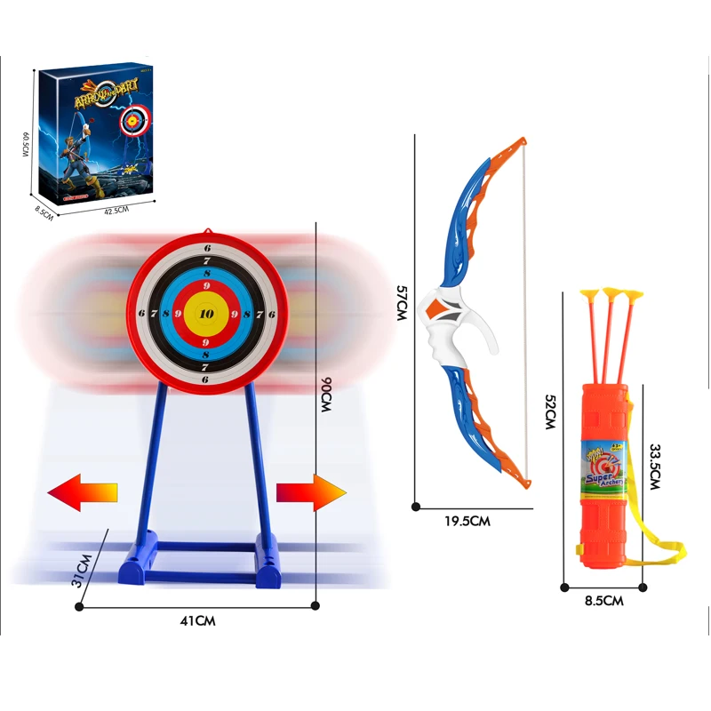 
Bow and Arrow Boy toys with Rechargeable Moving Stand Target with Quiver and 3 Suction Cup Arrows 