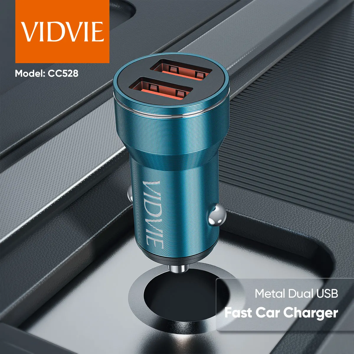 VIDVIE Aluminum High Quality Cheap Two Ports USB 2.4A Car Charger Adapter For iPhone Android Phone