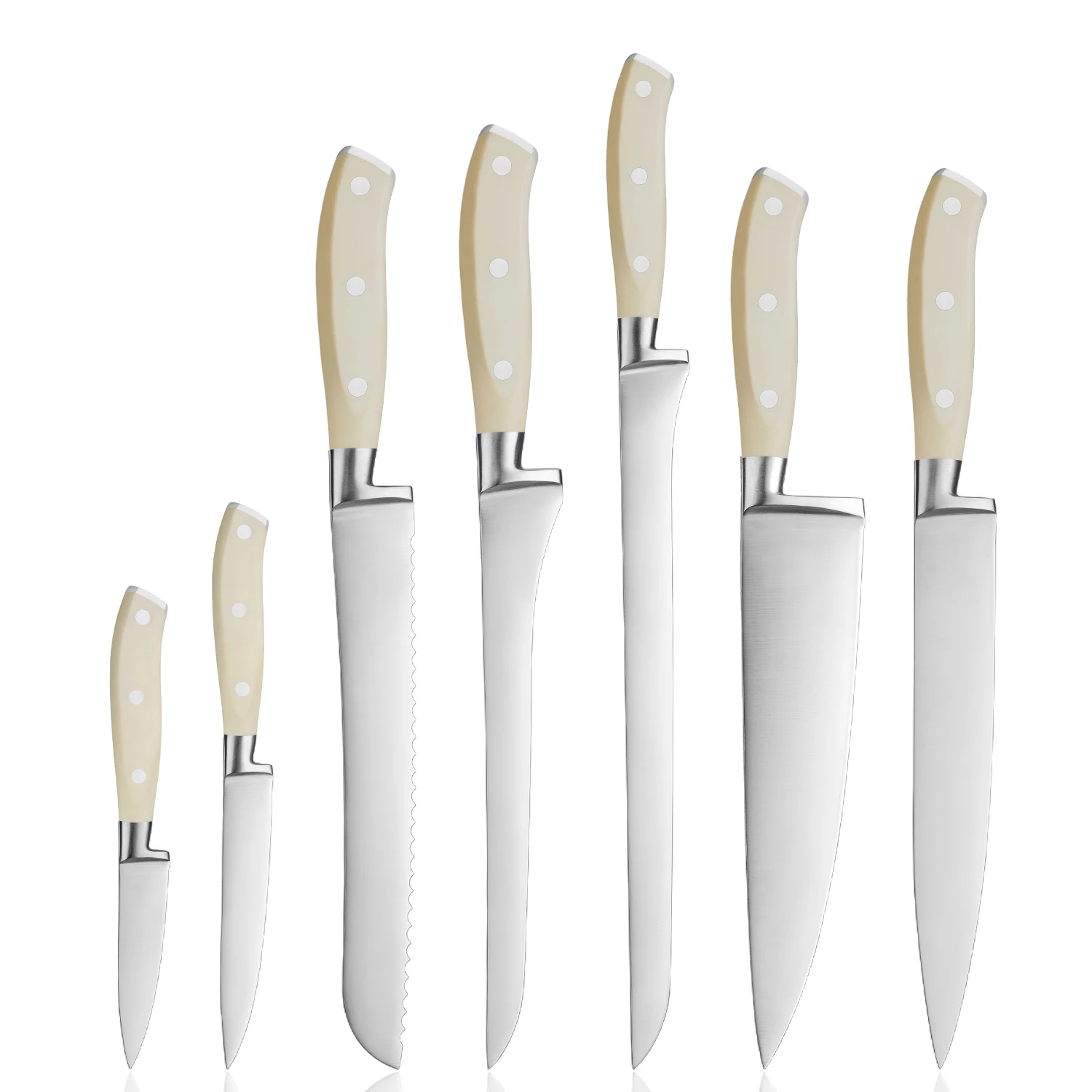 Metal Kitchen Chef Knife Set High Carbon Stainless Steel Knife Sets Bread Slicing Paring Fillet cutting Knives with ABS Handle
