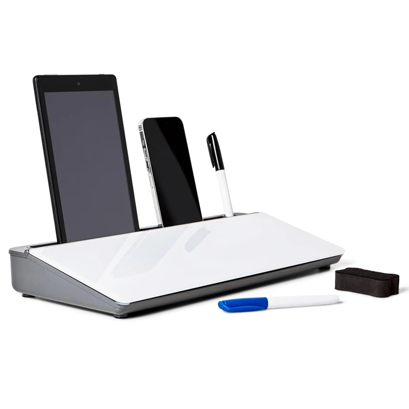 Foldable Desk Glass board with smoothly writing surface & big store space,suit for desk between monitor and keyboard