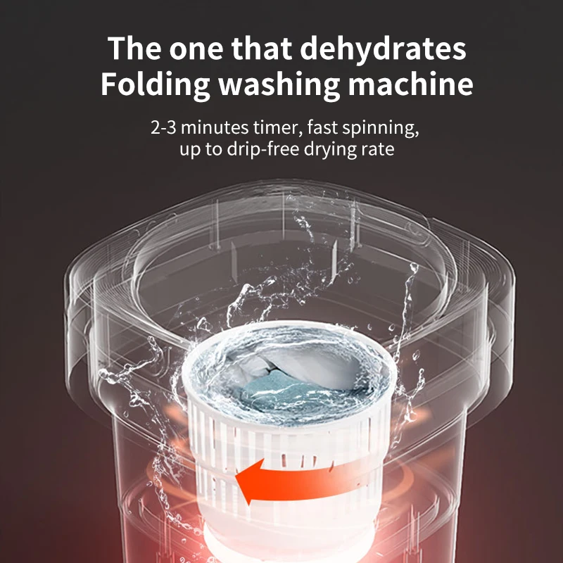 Factory outlet 8L Low Noise Folding Portable Washing Machine with Ag+ and 36W Powerful Laundry Power