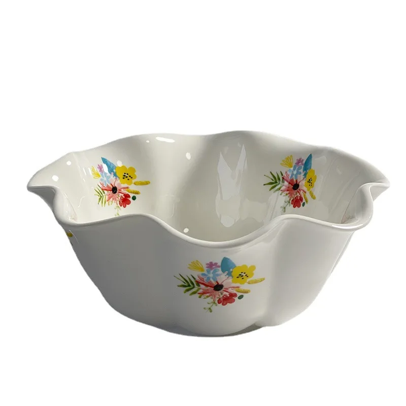 ins Japanese cutlery flower bowl Household instant noodle bowl lovely girl heart ceramic salad bowl new products 2023