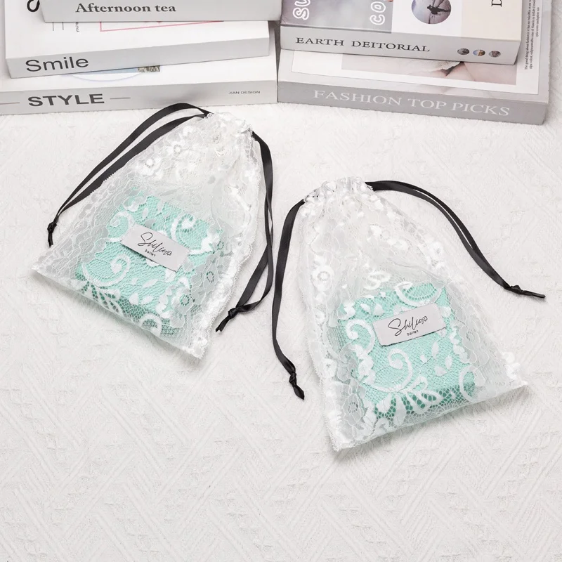 Eco-Friendly  Mesh Lace Fabric Bag For Gift  Packaging Pouch Drawstring Dust For Cosmetic  Bag For Skin-care Products