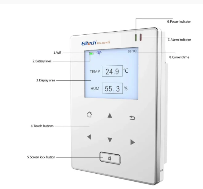 Newest Elitech RCW-800WiFi temperature and humidity data logger wireless remote monitor - both 2.4GHz and 5GHz supported