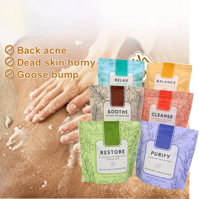 Salt Epsom Soak Custom OEM Natural Himalayan flavored Salt Rose Petal Body Scrub Milk Foot Soak Bathing Shower Epsom Salt Rub