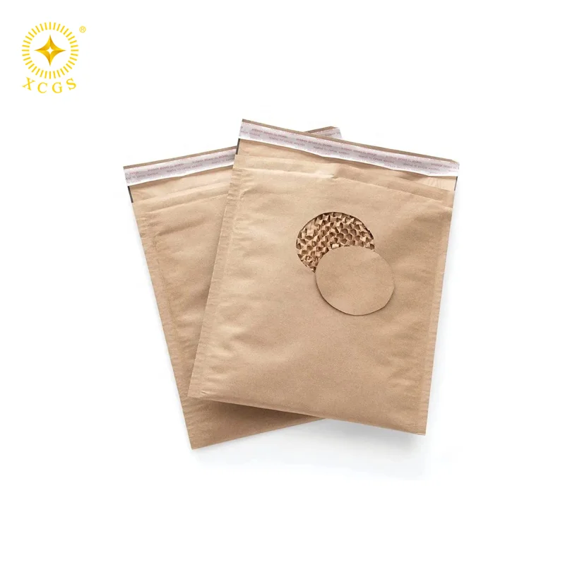 Biodegradable Packaging 100%  Paper Bag Natural Brown Honeycomb Mailer  A4 A5 Envelope Shipping Bags Mailers For Gift Packing