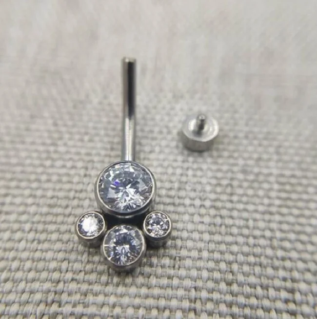 
Bezel-set Cluster Navel Barbell Belly Ring Sets Body Jewelry,Titanium Anodized Belly Button Ring 