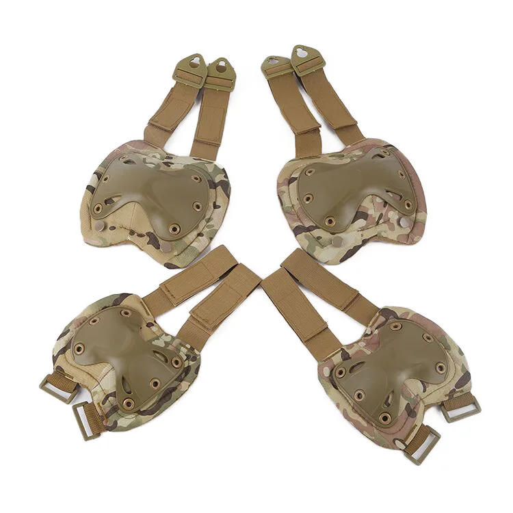 Wholesale adult tan camouflage training 4pcs a set of riding skate protective gear elbow knee guard pad