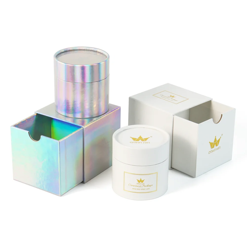 customizable sample eco friendly recycled tea light candle gift box cardboard paper tube hologram packaging drawer paper box
