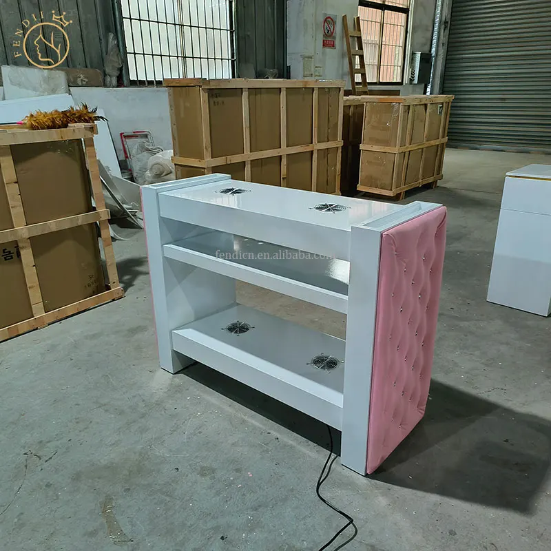 High Quality Modern Salon Furniture Nail Tables Wood Manicure Table Station with Fan