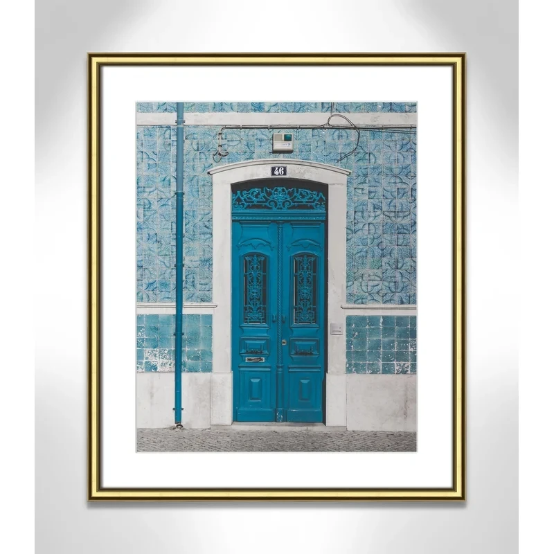 high quality customize canvas painting wall art Architecture Blue Paris Door Vertical Living Room Modern Painting wall art