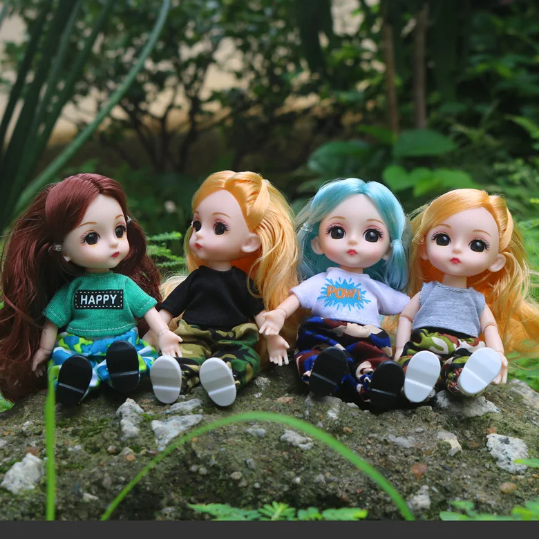 Adorable cute mini little loli  doll 1/8 scale 6.5 inch 16-17cm bjd girl doll with beautiful outfits for kids