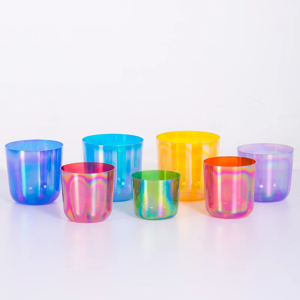 Purple Clear Orange  for Sound Therapy  Cosmic Light Clear Crystal Singing Bowl