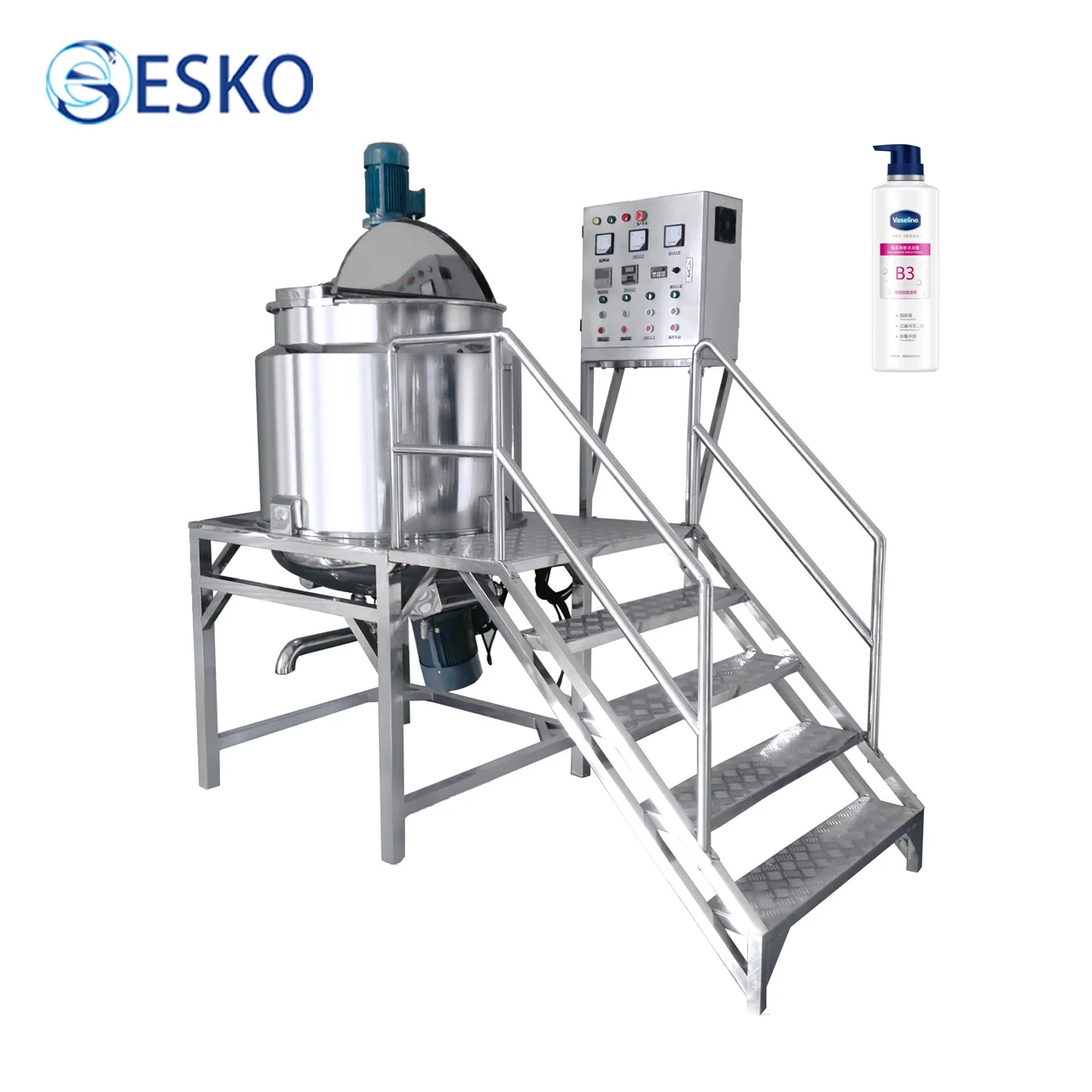 ESKO Cosmetic Hair Shampoo Making Machine Detergent Liquid Soap Mixer Homogenizer Mixing Tank