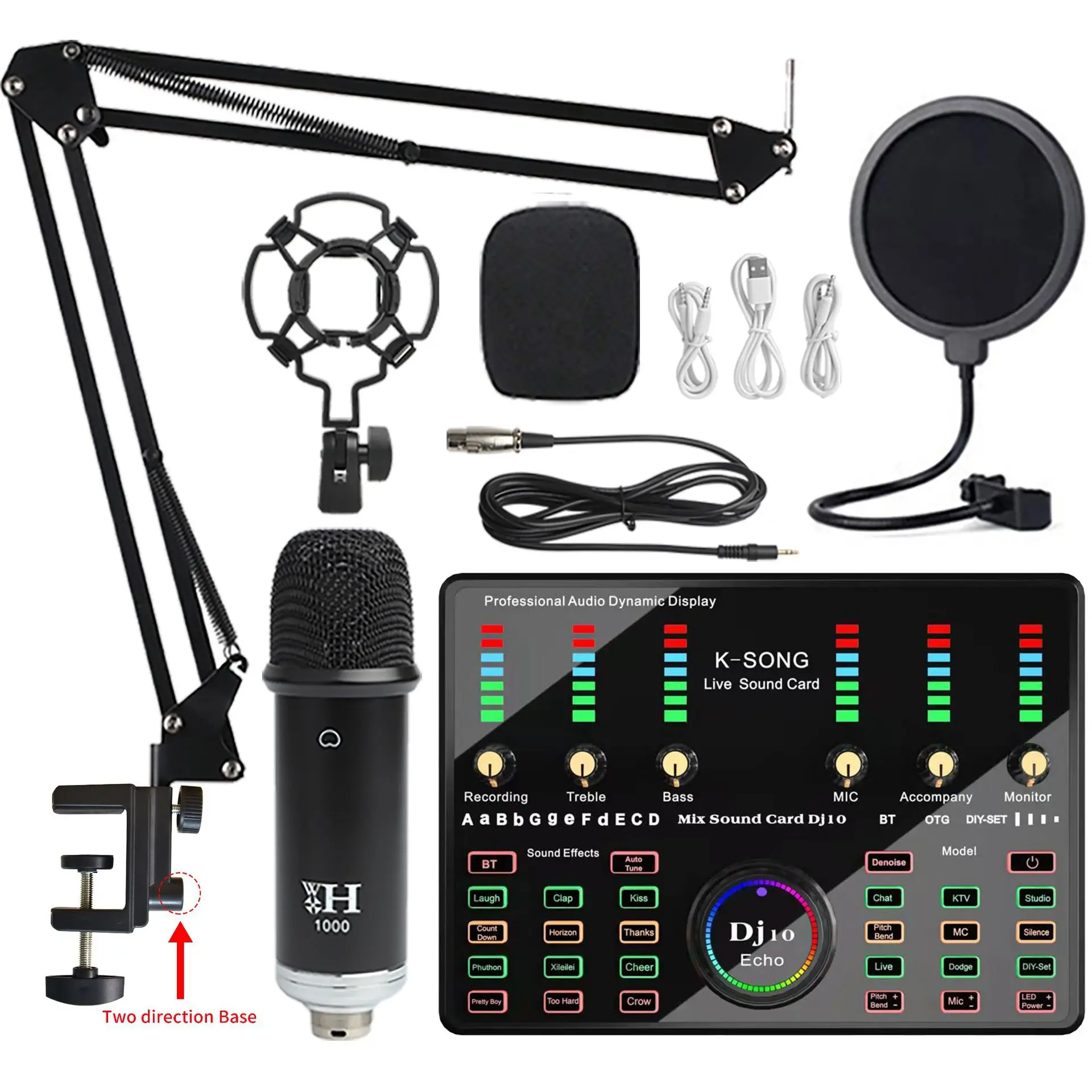 Usb Audio Interface Music External Audio Card Condenser Microphone Recording Sound Card For Pc Recorder Computer Studio Live