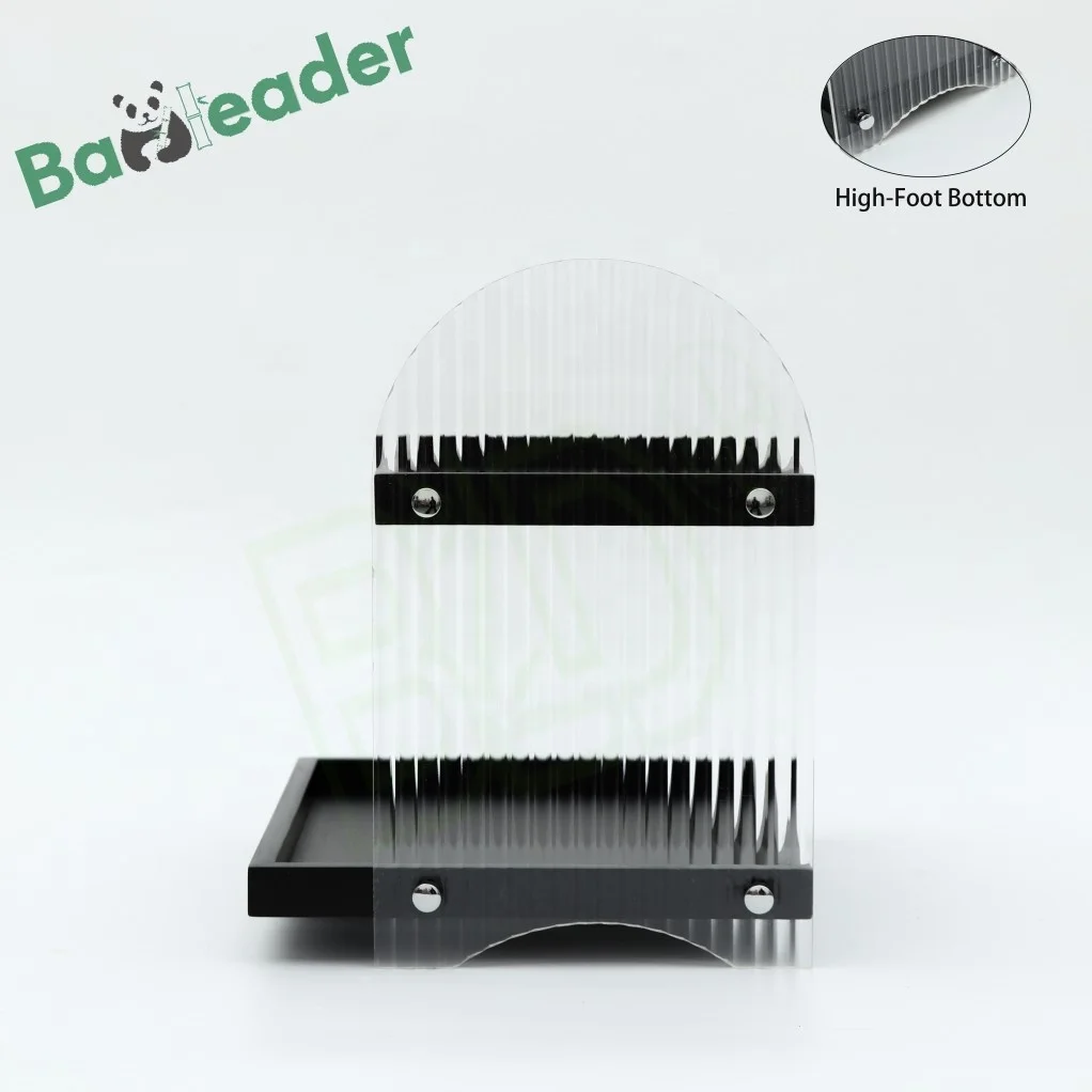 Customized Bamboo Wood Cosmetics Display Rack 2-tier Desktop Acrylic Storage Shelves Versatile Bamboo Acrylic Makeup Organizer