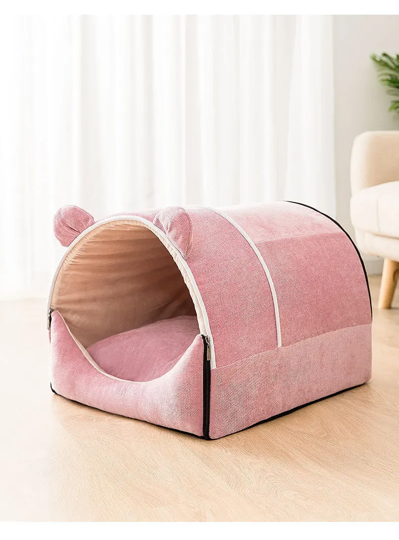 Removable And Washable Luxury Pet House Indoor Closed Pet Dog Cat Winter Bed House