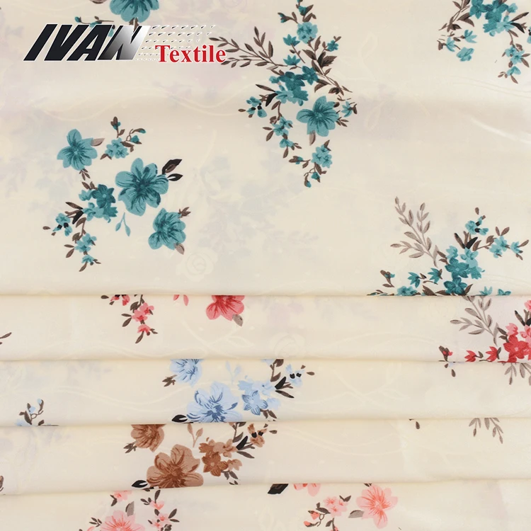 Stretch elegant 97% polyester 3% spandex woven sustainable flower soft floral print jacquard satin fabric for sleepwear